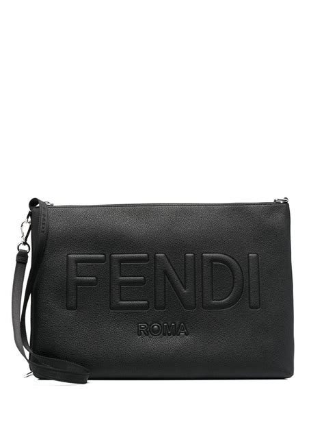 fendi embossed logo clutch|fendi handbags.